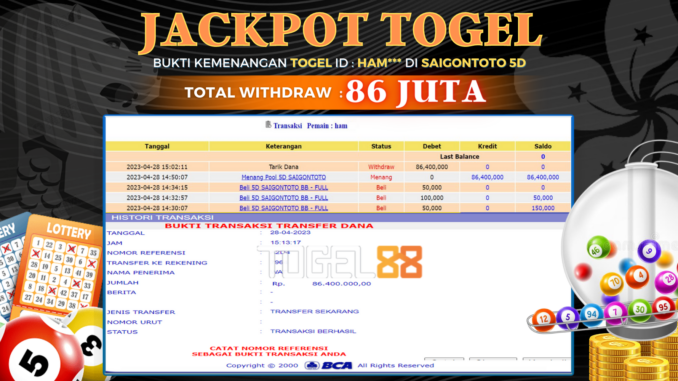 Bukti jackpot Togel88 #133