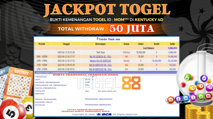 Bukti jackpot Togel88 #86