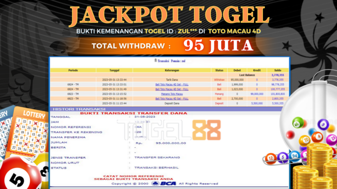 Bukti jackpot Togel88 #213