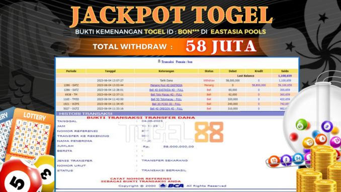 Bukti jackpot Togel88 #224