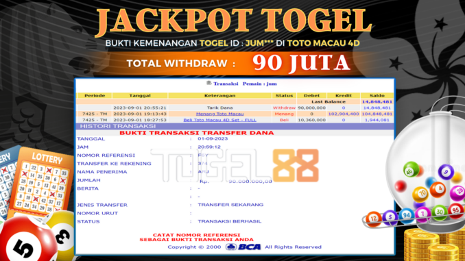 Bukti jackpot Togel88 #396