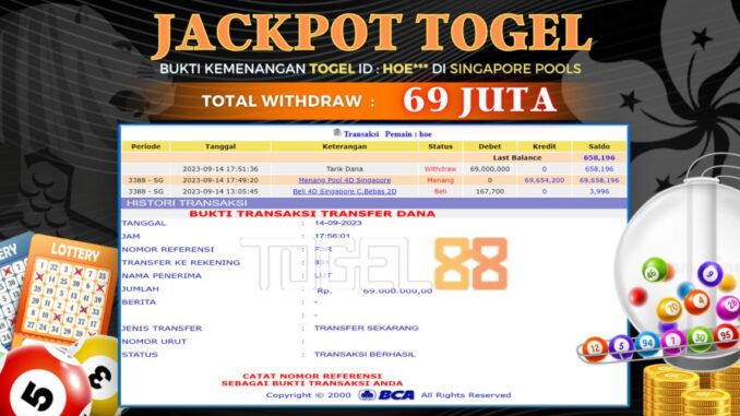 Bukti jackpot Togel88 #434