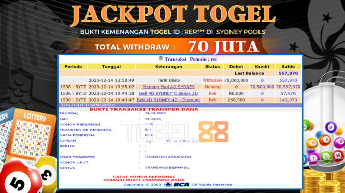 Bukti jackpot Togel88 #552